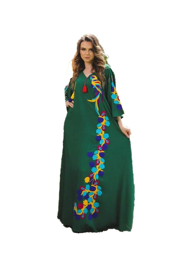 Reception Abaya Casual Bird Bghabghan one Size Fit For woman green