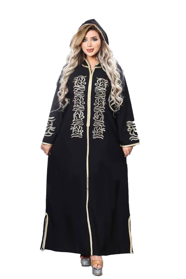 abaya with hood casual for a woman colour black