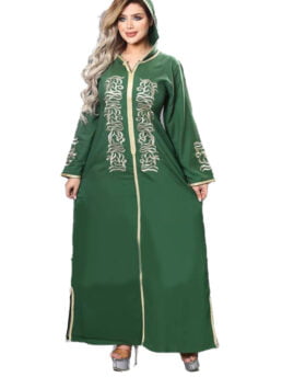 abaya with hood casual for a woman colour green