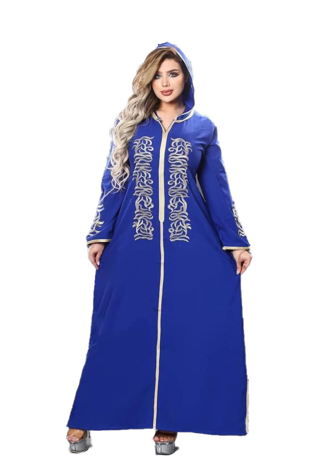 abaya with hood casual for a woman colour blue sleeve