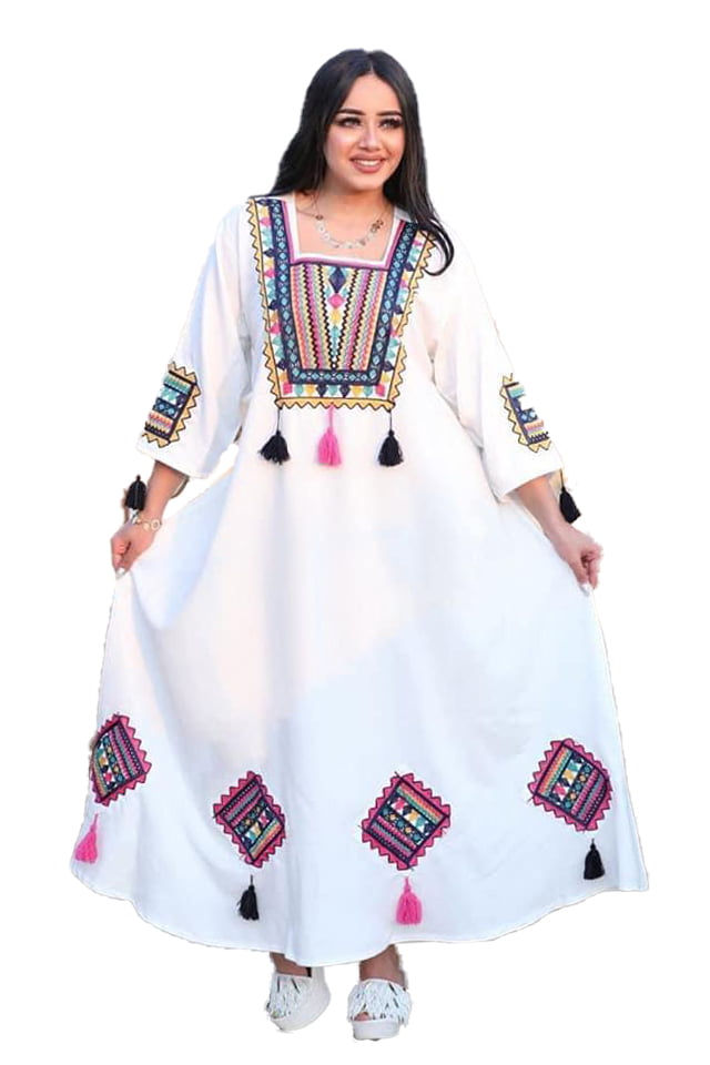 Woman Clothes Abaya Embroidery Casual white colour