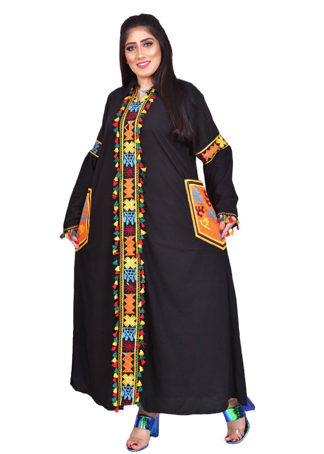 abaya bluebell with black two pockets for a woman
