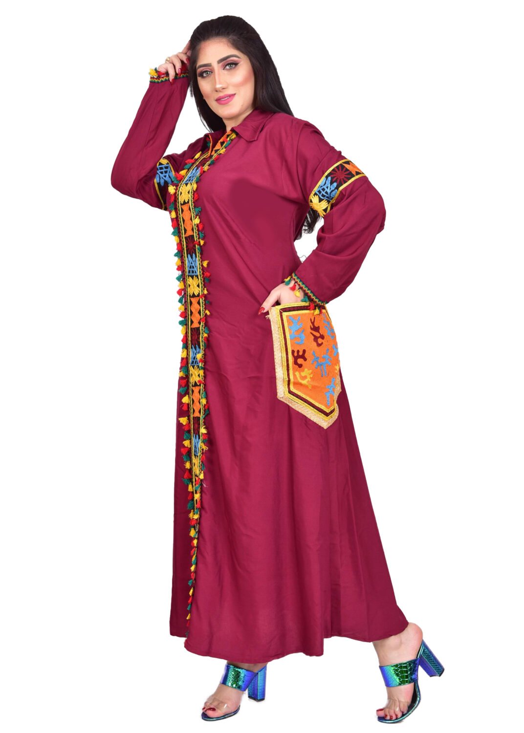 abaya bluebell with two pockets and sleeve for a woman