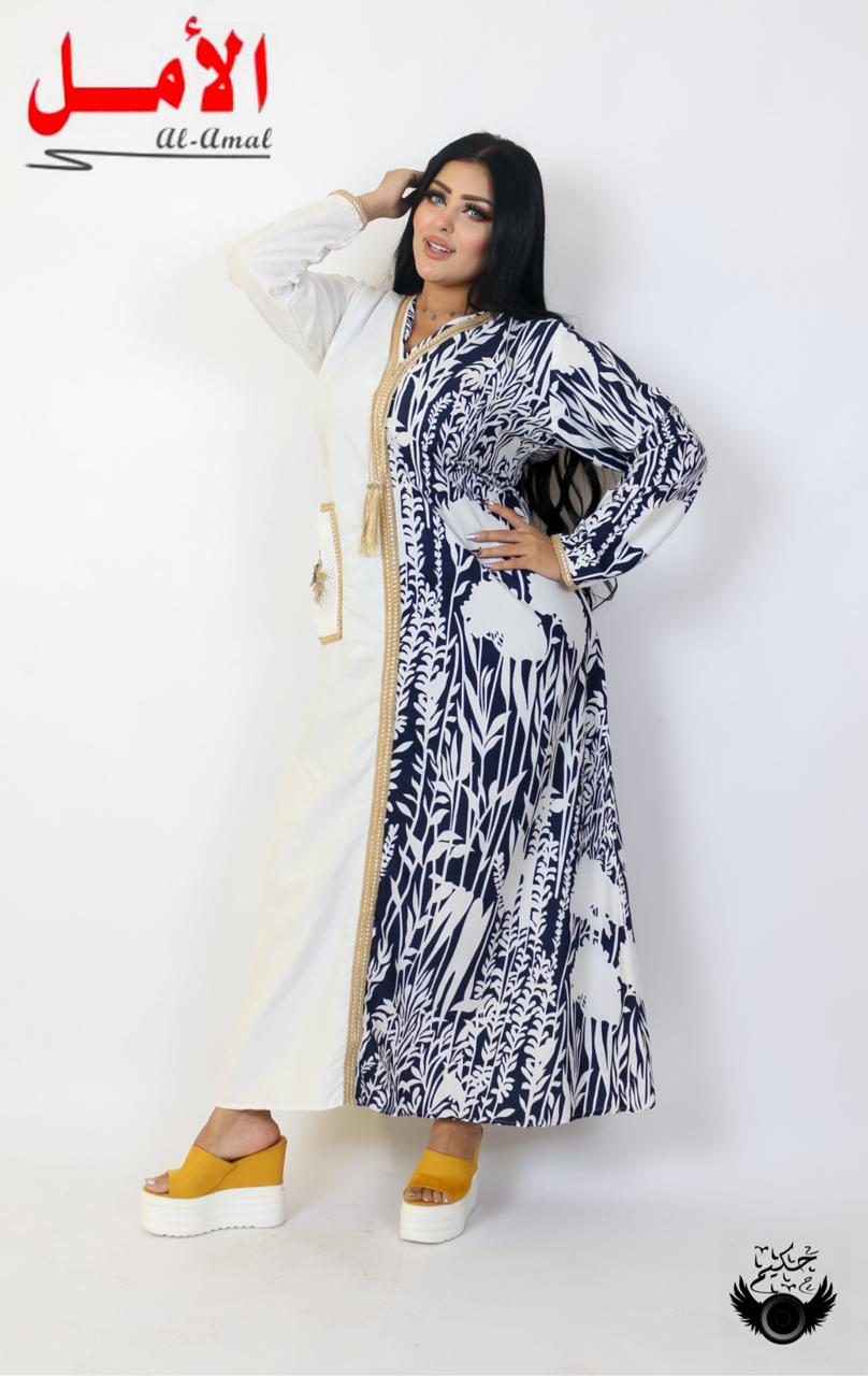 Abaya Boutique With One Pocket blue and white colour