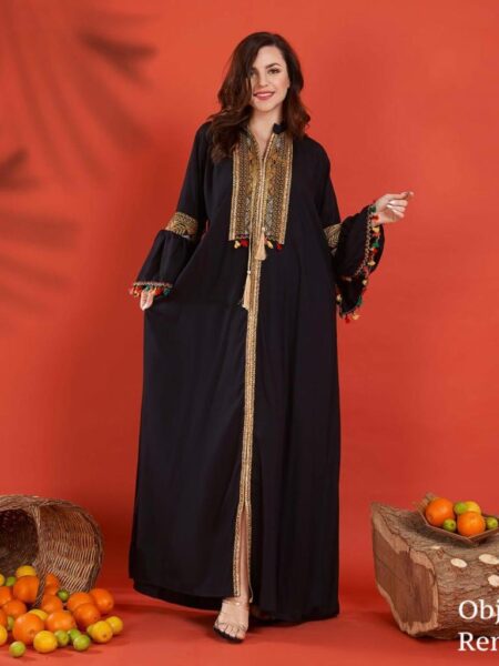 Abaya Elegant Casual For Woman black colour handmade look