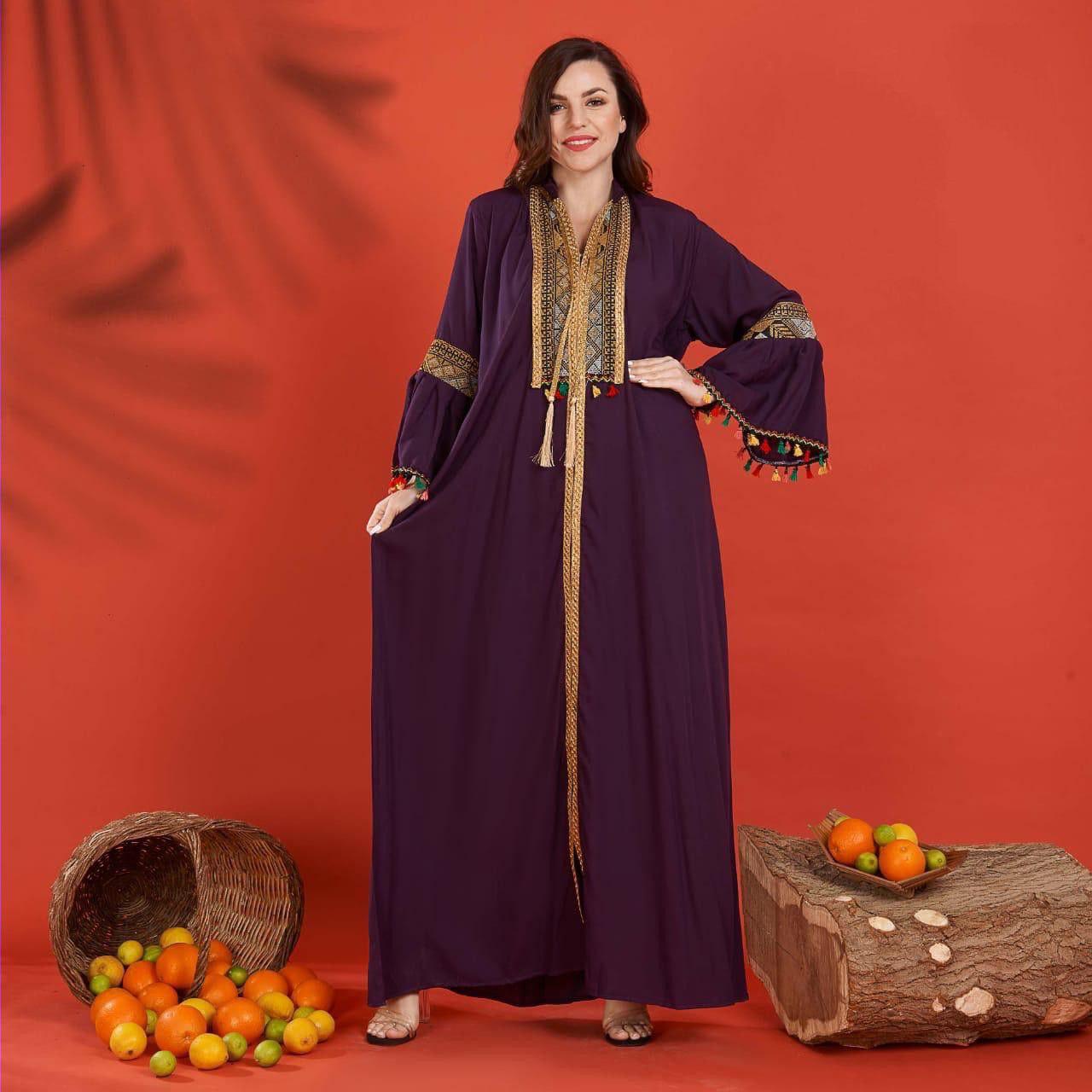 Abaya Elegant Casual For Woman purple colour handmade look