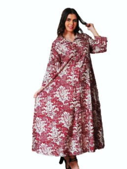 Abaya Fashion printed plaid for woman red