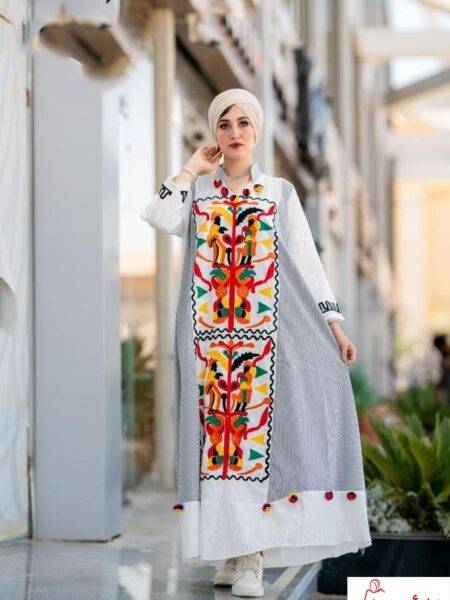 عباية نصف سادة ومخطط كاجوال أسود للنساء