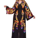 abaya style embroidery two sides colors black