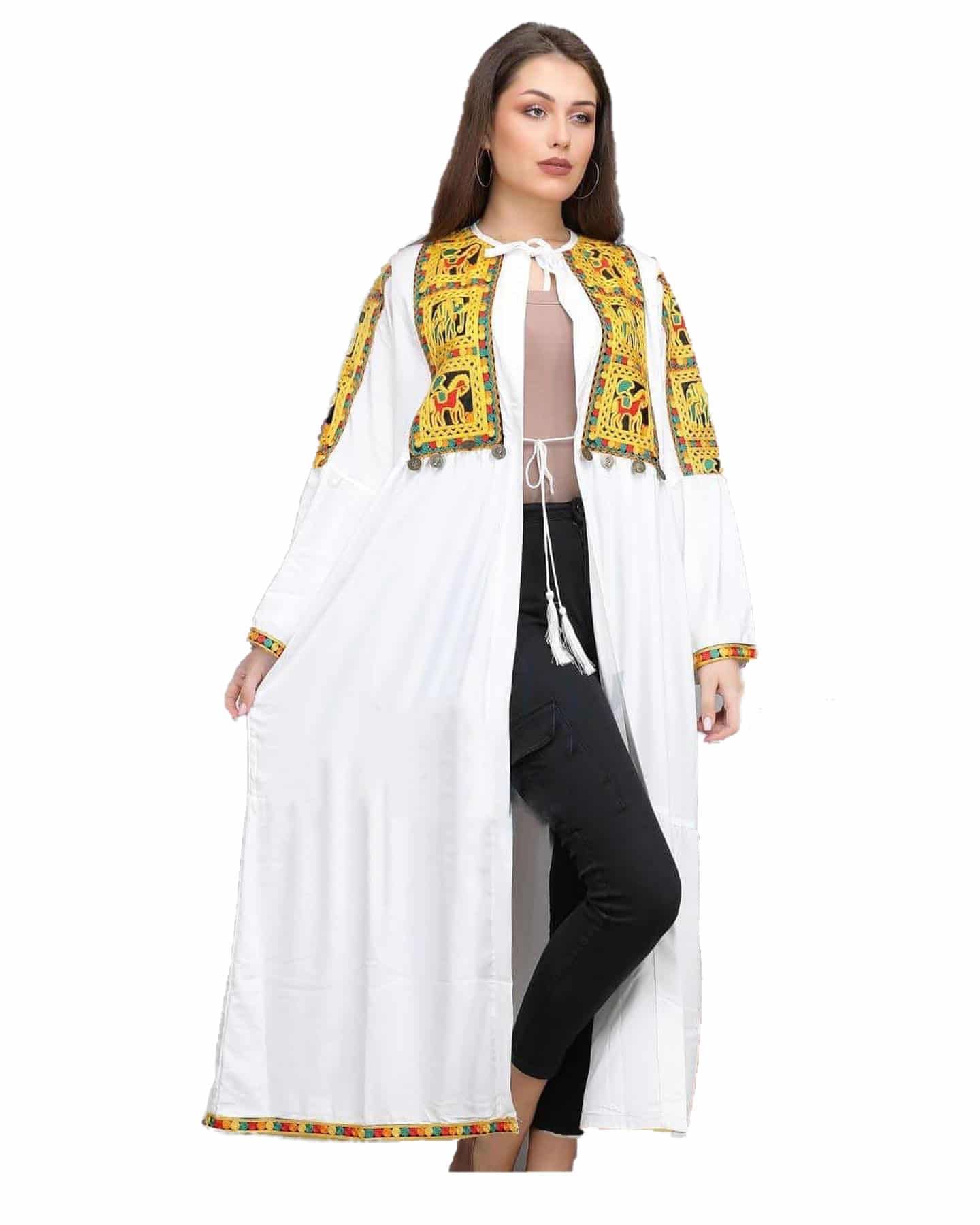 basht Abaya Open casual for women fashion white