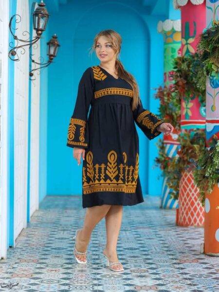 Short Abaya embroidery Casual Sleeve blue for women