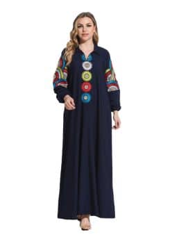 Abaya de luxe brodée boutique en ligne manches longues pour femmes