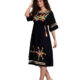 Abaya embroidery Belt Casual 3/4 Sleeve for women